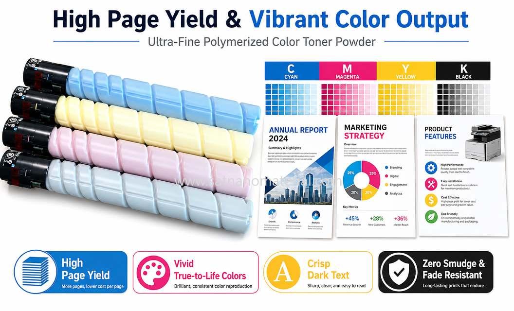 Premium High-Yield Compatible Color Copier Toner Cartridges (TN324 Powder Box)